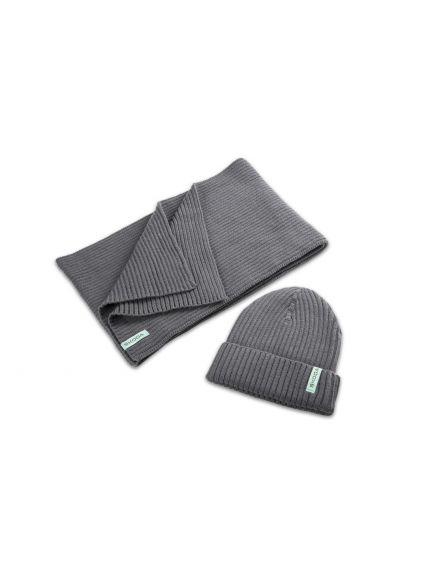 Set de gorro y bufanda, gris